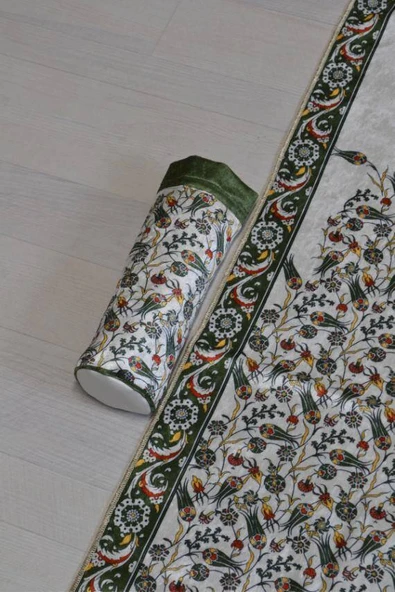 Pratik ve Taşınabilir İpek Dokulu Keseli Seccade Yeşil - Resim 5