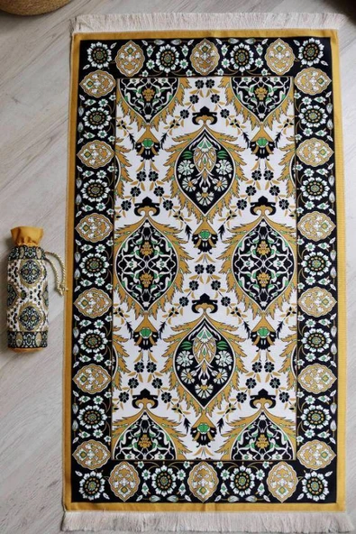 İpek Dokulu Keseli Seccade Sarı Renk - Resim 5