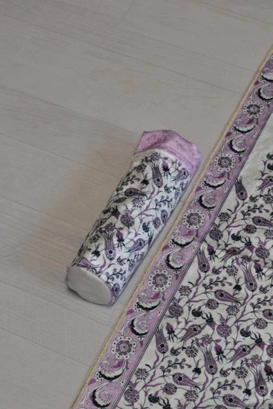 Pratik ve Taşınabilir İpek Dokulu Keseli Seccade Lila - Resim 5