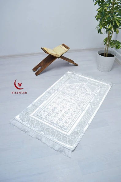 Hediyelik-Çeyizlik Lüks Kadife Seccade Beyaz ürün görseli