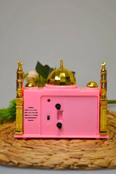 Ezan Okuyan Nostaljik Masa Saati Pembe– Mekke Ezanı Sesli (Dijital Olmayan) Büyük Boy - 4