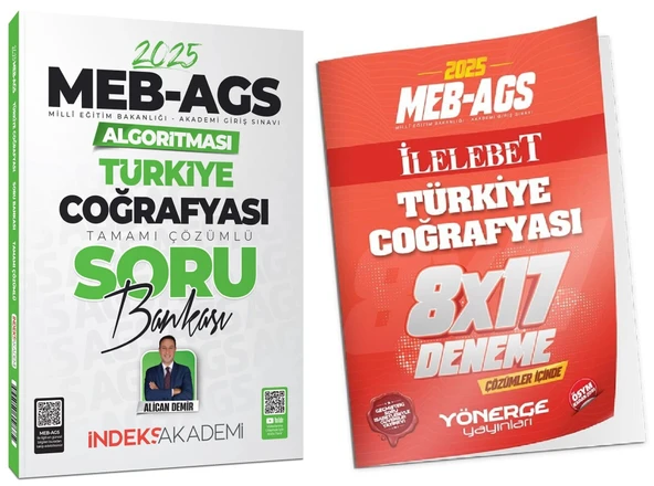 İndeks + Yönerge 2025 MEB-AGS Algoritması Türkiye Coğrafyası Soru Bankası + 17 Deneme 2 li Set