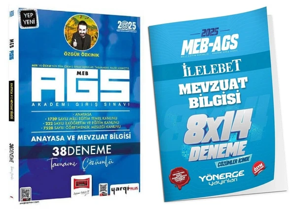 Yargı + Yönerge MEB-AGS Anayasa ve Mevzuat Bilgisi 38+14 Deneme 2 li Set - Özgür Özkınık Yargı + Yönerge Yayınları