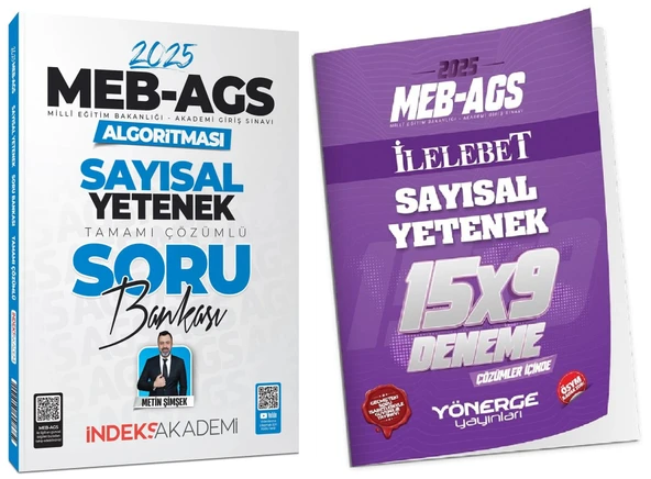 İndeks + Yönerge 2025 MEB-AGS Algoritması Sayısal Yetenek Soru Bankası + 9 Deneme 2 li Set