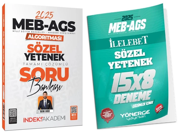 İndeks + Yönerge 2025 MEB-AGS Algoritması Sözel Yetenek Soru Bankası + 8 Deneme 2 li Set