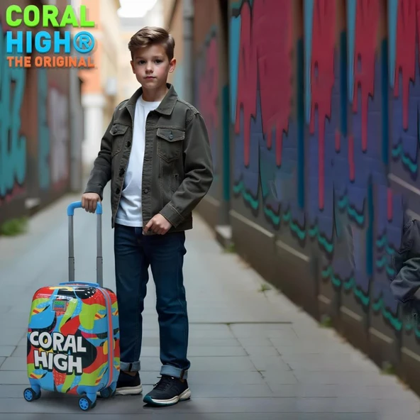 Coral High Minik Boy Çocuk Valizi Grafiti Desenli 16795 - 2