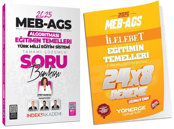 İndeks + Yönerge 2025 MEB-AGS Algoritması Eğitimin Temelleri Soru Bankası + 8 Deneme 2 li Set İndeks Akademi + Yönerge Yayıncılık