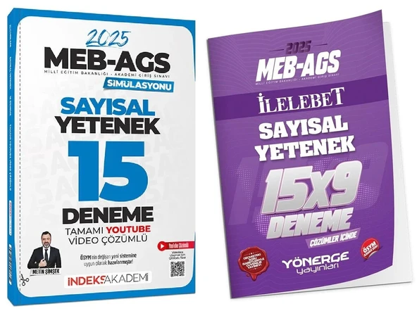 İndeks + Yönerge 2025 MEB-AGS Simülasyonu Sayısal Yetenek 15+9 Deneme 2 li Set - Metin Şimşek İndeks Akademi + Yönerge Yayıncılık