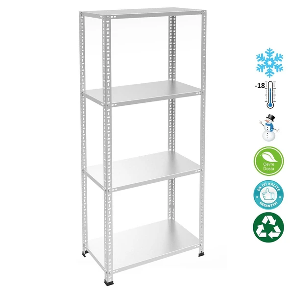 4 Katlı Paslanmaz Krom Raf - Inox Soğuk Oda Rafı, Buzhane Rafı  31x60 cm 150 cm 1.00 mm - 2