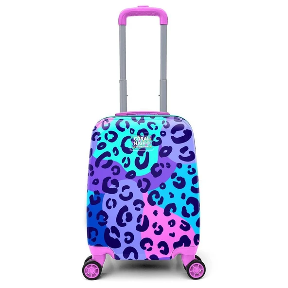 Coral High Minik Boy Çocuk Valizi Mor Leopar Desenli 16787