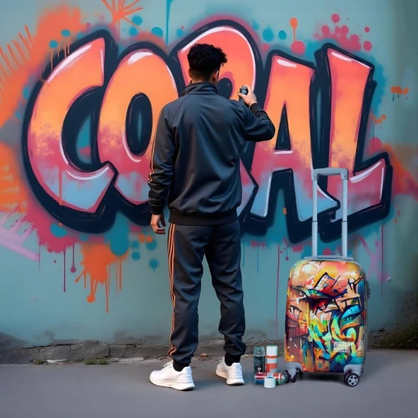Coral High Minik Boy Çocuk Valizi Yağlıboya Desenli 16765 - 2