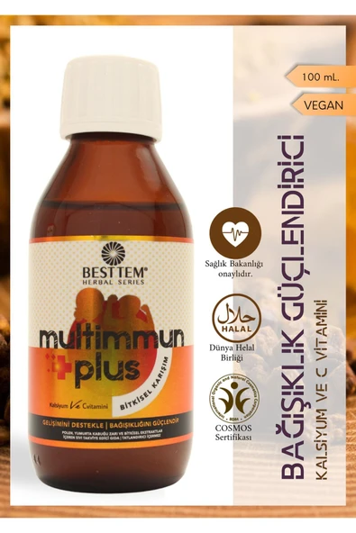 BESTTEM MULTİMMUN PLUS C VİTAMİNİ VE KALSİYUM DEPOSU GÜNLÜK KULLANIM TAKVİYE GIDA DOĞAL 100ML