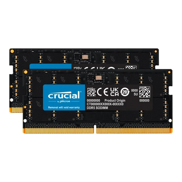 Crucial CT2K32G56C46S5 64GB (2x32) 5600MHz CL46 DDR5 Dizüstü Bilgisayar RAM