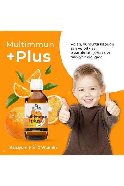 BESTTEM MULTİMMUN PLUS C VİTAMİNİ VE KALSİYUM DEPOSU GÜNLÜK KULLANIM TAKVİYE GIDA DOĞAL 100ML - Resim 3