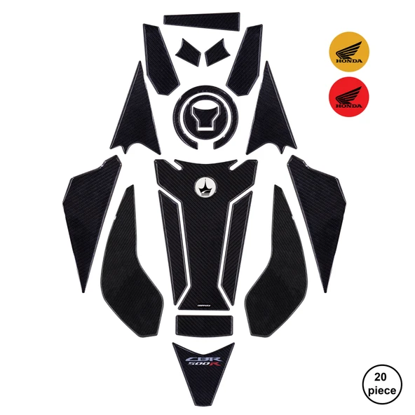 Honda CBR500 Black 2025 ile Uyumlu Kaydırmaz 6D Karbon 20 Parça Tank Pad Seti GC25