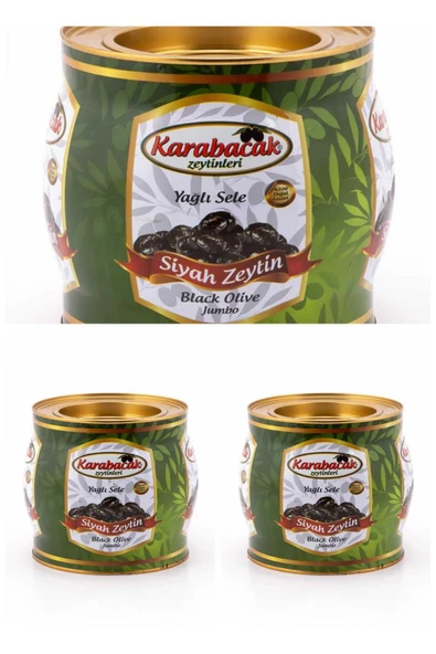 Karabacak Zeytin KARABACAK JUMBO XS BOY YAĞLI SELE SİYAH ZEYTİN 2 KG TENEKE KUTU 3 KUTU