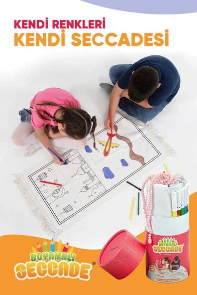 Çocuklara Özel Yıkanabilir Boyamalı Seccade Seti Kırmızı ürün görseli