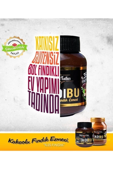 Abdurrahman Tatlıcı Tadıbu Bitter Kakaolu Fındık Ezmesi 330 Gr + Tadıbu Kakaolu Fındık Ezmesi 330 Gr X 3 Adet - Resim 4