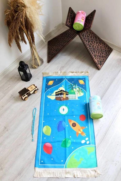 Oğlumun Seccade Seti Kumbaralı Mavi - Resim 4