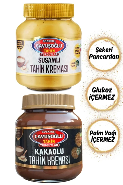 Bozkırlı Çavuşoğlu Susamlı Tahin Kreması 330g + Kakaolu Tahin Kreması 330g