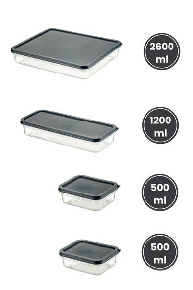 Flora 4’lü Dondurucu Saklama Kabı Seti, Buzdolabı Difriz Erzak Gıda Düzenleyici Set (2600,1200,500,500ml) - 7