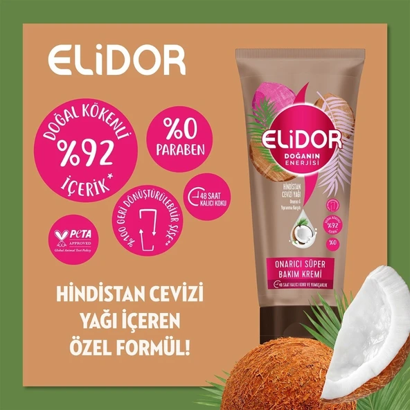 ELİDOR  ONARICI SÜPER SAÇ BAKIM KREMİ HİNDİSTAN CEVİZİ YAĞI 170 ML - 4