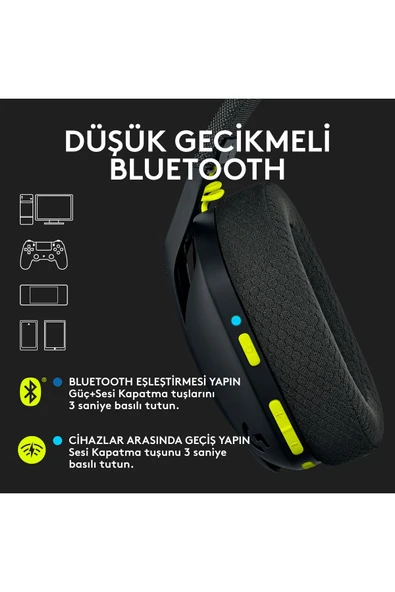 Logitech G G435 Lightspeed Kablosuz Oyuncu Kulaklığı - Siyah - 4