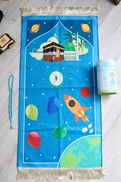 Oğlumun Seccade Seti Kumbaralı Mavi - Resim 2