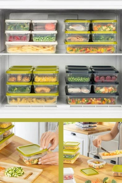 Flora 4’lü Dondurucu Saklama Kabı Seti, Buzdolabı Difriz Erzak Gıda Düzenleyici Set (2600,1200,500,500ml) - 4