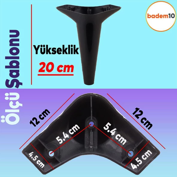 Aspen Lüks Mobilya Kanepe Koltuk Tv Ünitesi Konsol Ayağı Ayakları 20 Cm Siyah Ayak 4 Adet - 3