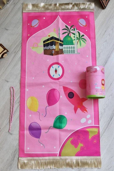 Kızımın Seccade Seti Kumbaralı Pembe - Resim 3