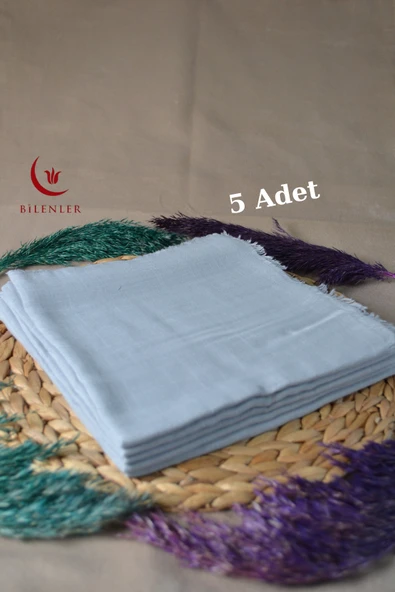 Flamlı Kare Pamuklu Eşarp Gri 5 Adet - Resim 2