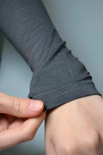 Pratik Tesettür Kolluk Penye Namaz Kolluğu Gri - Resim 2