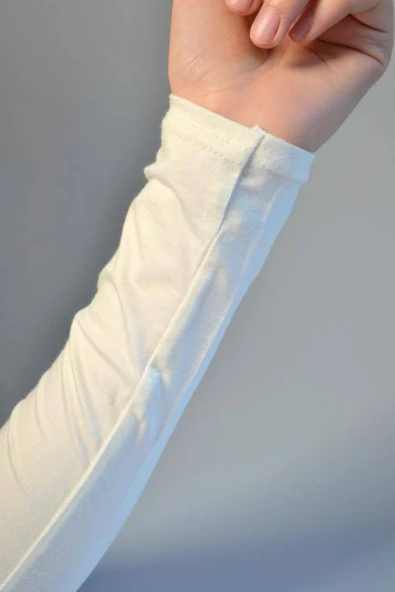 Pratik Tesettür Kolluk Penye Namaz Kolluğu Beyaz - Resim 2