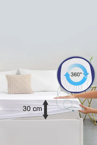 Micro Fitted Full Kenar Su Sıvı Geçirmez Alez Yatak Koruyucu Beyaz 140 x 200 cm - 6