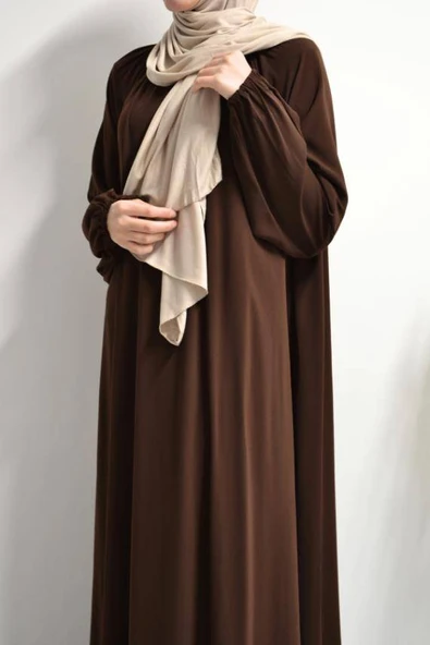 Medine İpeği Elbise Kahverengi ürün görseli