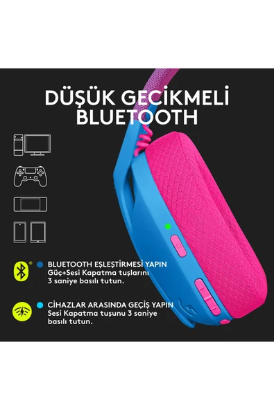 Logitech G G435 Lightspeed Kablosuz Oyuncu Kulaklığı - Mavi - 3