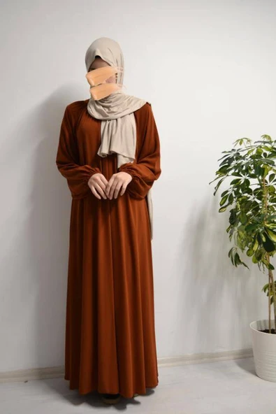 Medine İpeği Elbise Kiremit - Resim 2