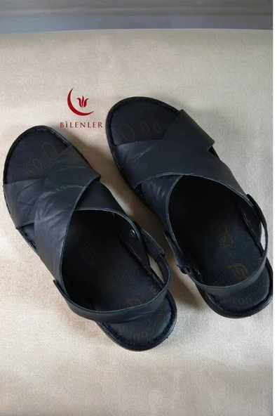 Erkek Çapraz Model Yumuşak Taban Sandalet Siyah –Hac Umre ve Günlük Kullanıma Uygun ürün görseli