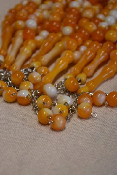 Akrilik 33lü Erkek Tesbihi Turuncu 10 Adet (İmameli - 23 cm, İmamesiz - 15 cm) - Resim 4