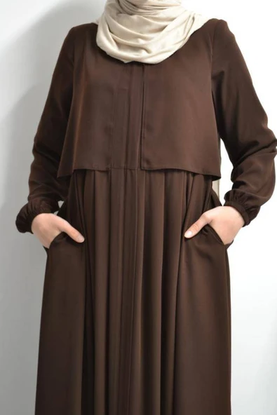 Medine İpeği Cepken Model Ferace Kahverengi ürün görseli
