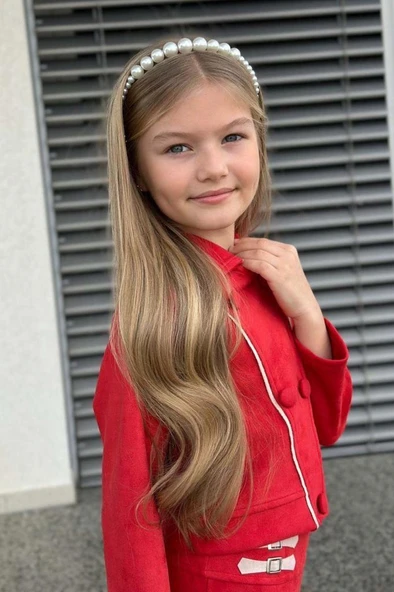 Kız Çocuk Asimetrik Kesim Gömlek Yaka Ceket Eteği Şerit Detaylı Pliseli Süet Kırmızı Etekli Takım - Resim 4