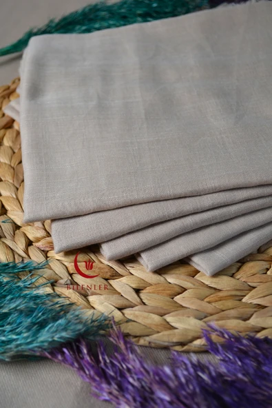 Flamlı Kare Pamuklu Eşarp Bej 5 Adet - Resim 3