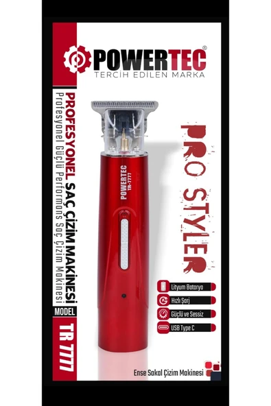 Powertec TR-7777 Pro Type-C Şarjlı Sakal Ense Vücut Kıl Tüy Lazer Öncesi Epilasyon Tıraş Makinesi