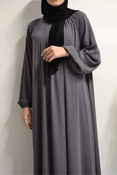 Medine İpeği Elbise Gri - Resim 3