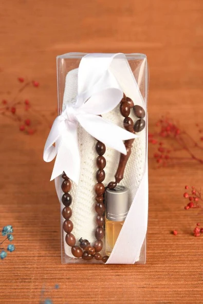 Lüks Takke-Kuka Tesbih ve Esans Seti Beyaz - Resim 2