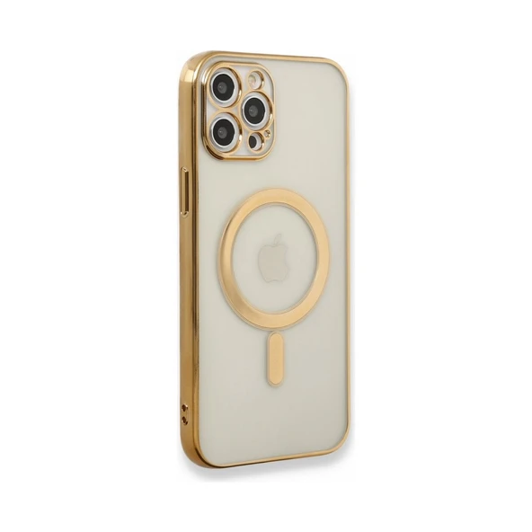 Adaman iPhone 13 Pro Max Kılıf Magsafe Uyumlu Lazer Silikon Kılıf - Gold
