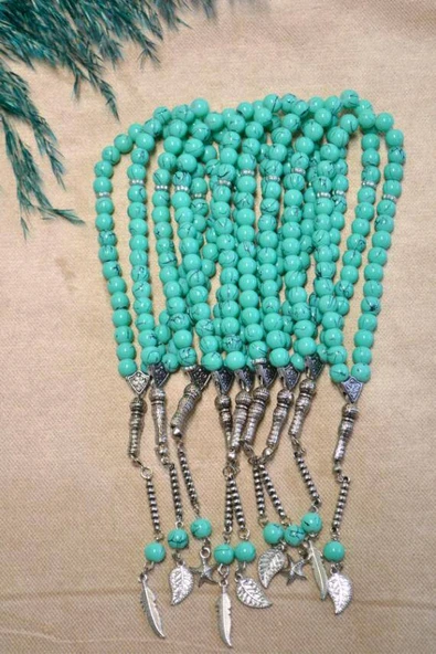 Taş 33lü Erkek Tesbihi Turkuaz 10 Adet (İmameli - 23 cm, İmamesiz - 13 cm) - Resim 4