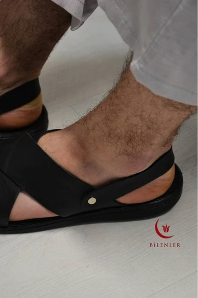 Erkek Çapraz Model Yumuşak Taban Sandalet Siyah –Hac Umre ve Günlük Kullanıma Uygun - Resim 4
