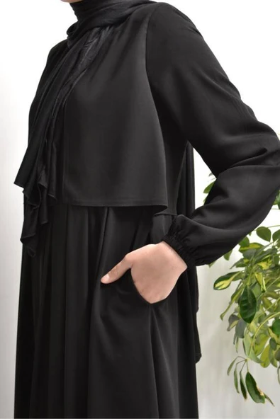 Medine İpeği Cepken Model Ferace Siyah - Resim 2